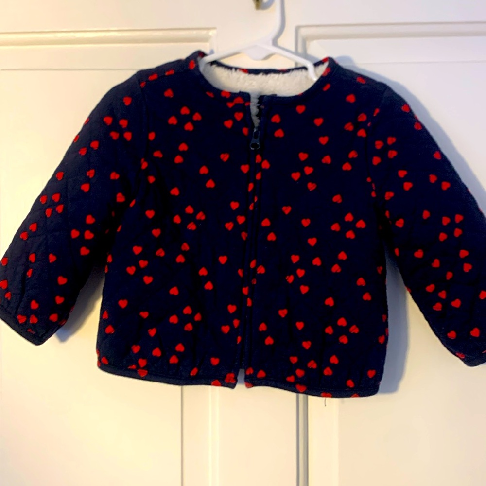 Gap Kids Quilted Sherpa Heart Jacket. Size 6-12 months.